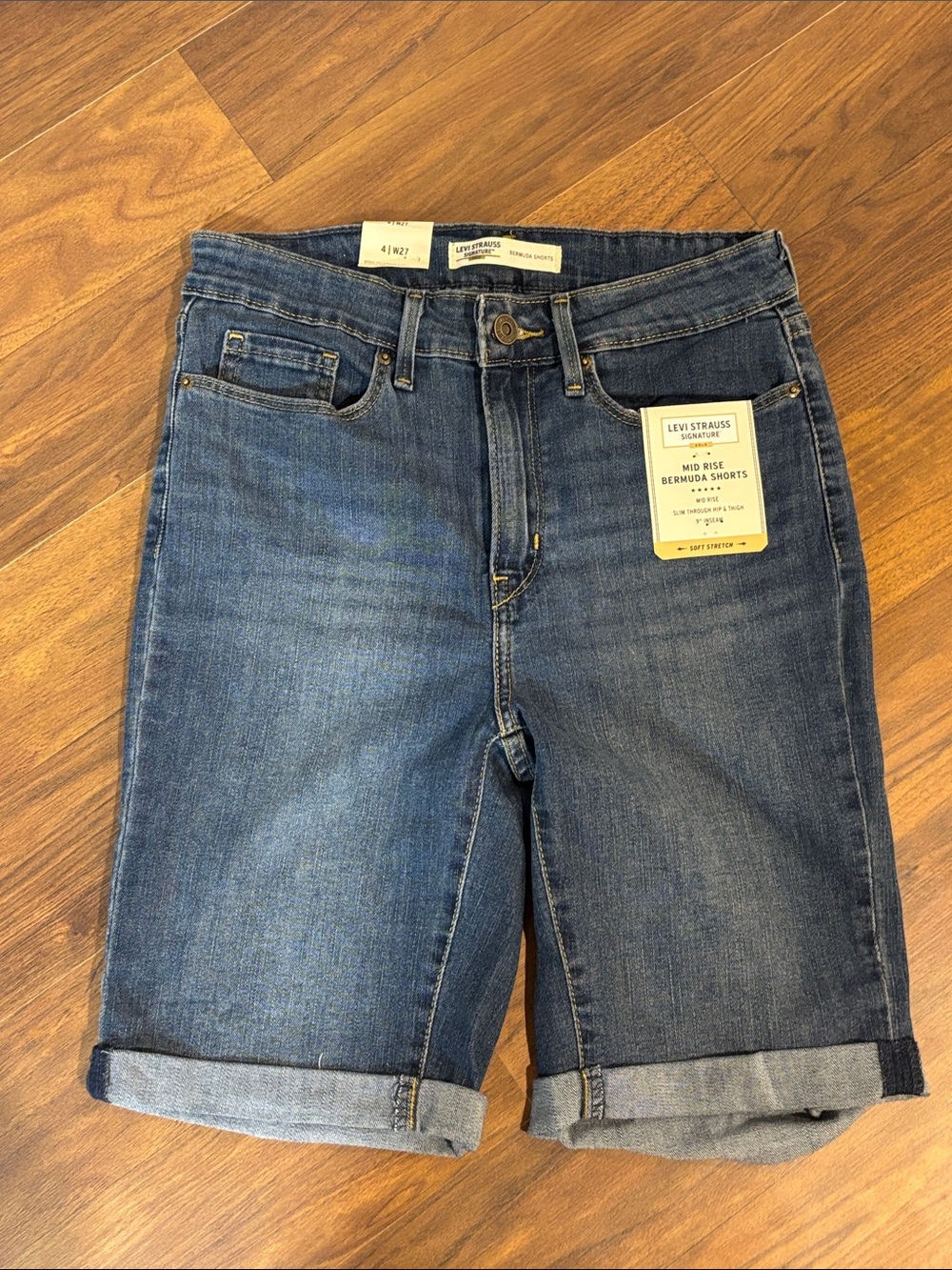 Levi's Relaxed Mid-Rise Bermuda Shorts in Blue Denim